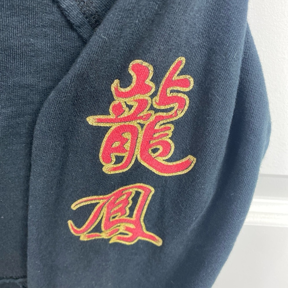 Y2K Asian Dragon Peace Love Freedom Zip Up Hoodie Green Dragon XS Extra Small - Picture 4 of 8